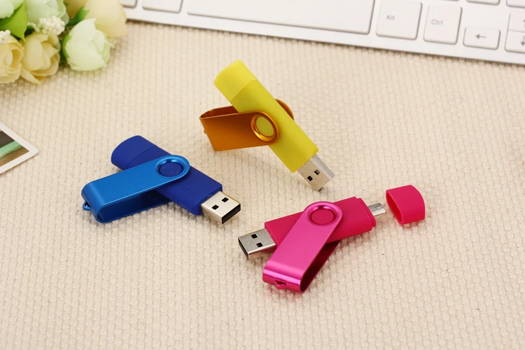 USB 2,0 металлический поворотный OTG USB флеш-накопитель 8 ГБ 16 ГБ 32 ГБ 64 Гб 128 ГБ умный Флешка USB палка Розничная посылка