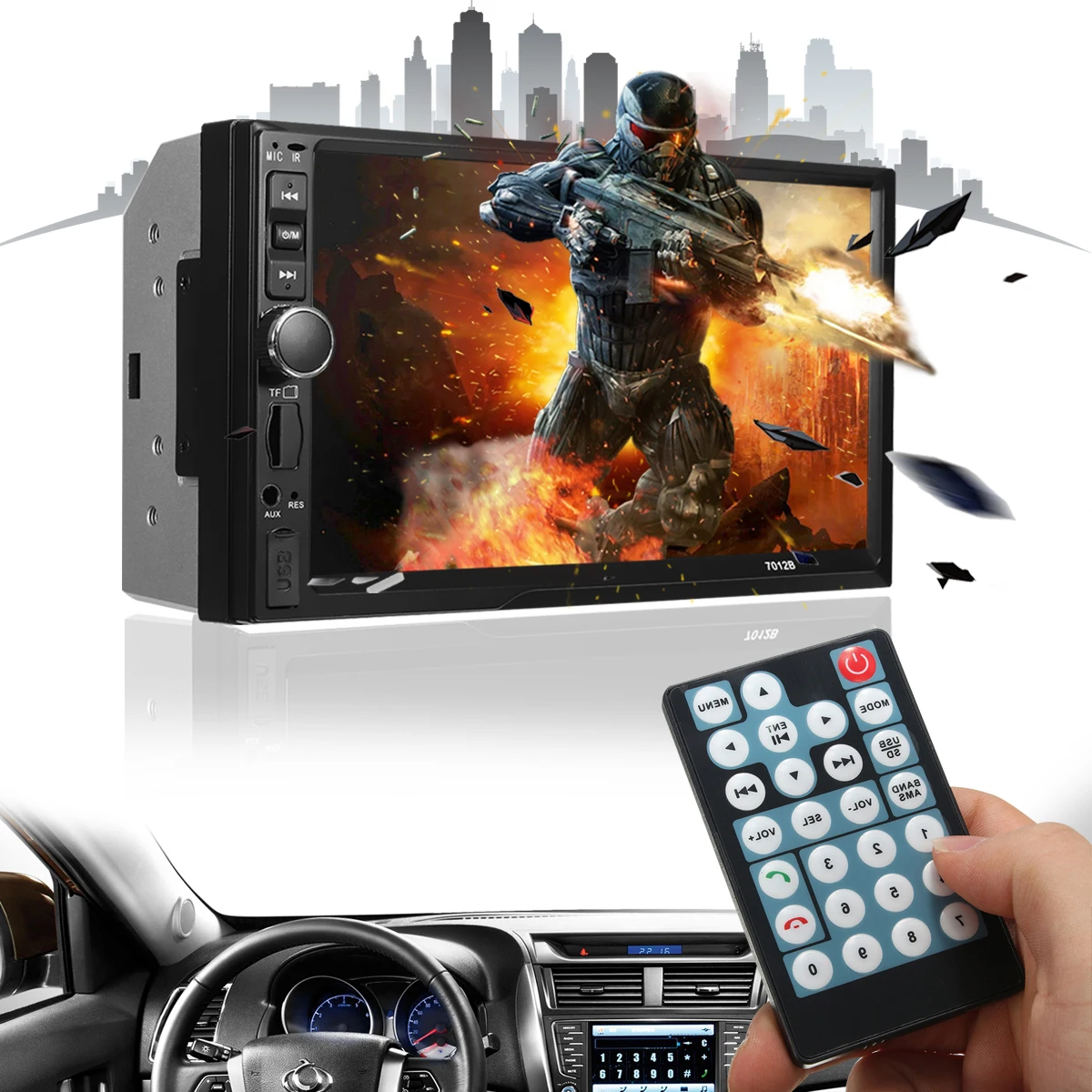 

2 Din 7 Inch TFT for Touch Screen bluetooth Radio Audio Stereo MP4/MP5 DVD Player Support AUX/FM/USB Remote Control