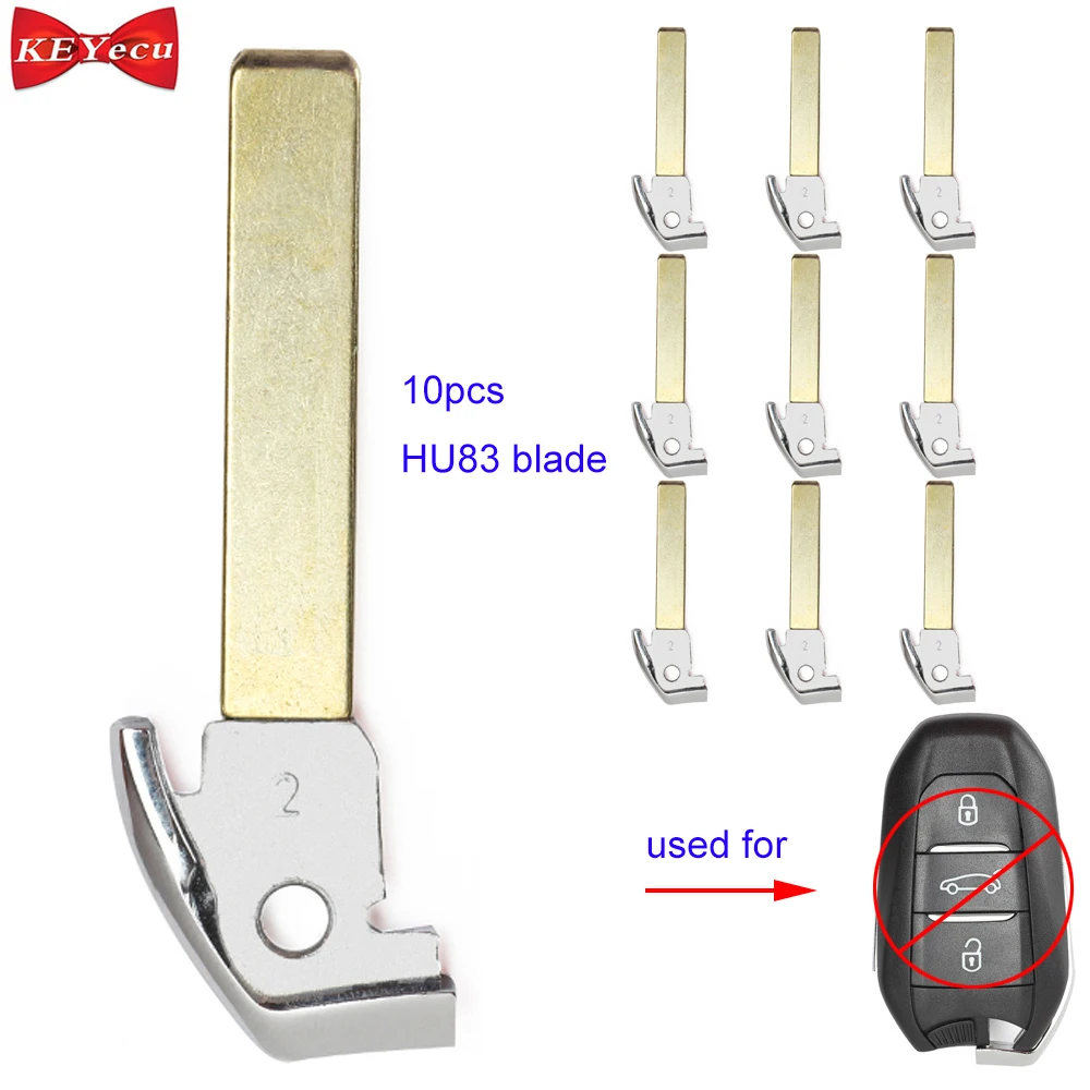 

KEYECU 10pcs for Peugeot 308 508 for Citroen C4 Grand Picasso DS4 DS5 Remote Emergency Key Blade Insert Uncut HU83 blade