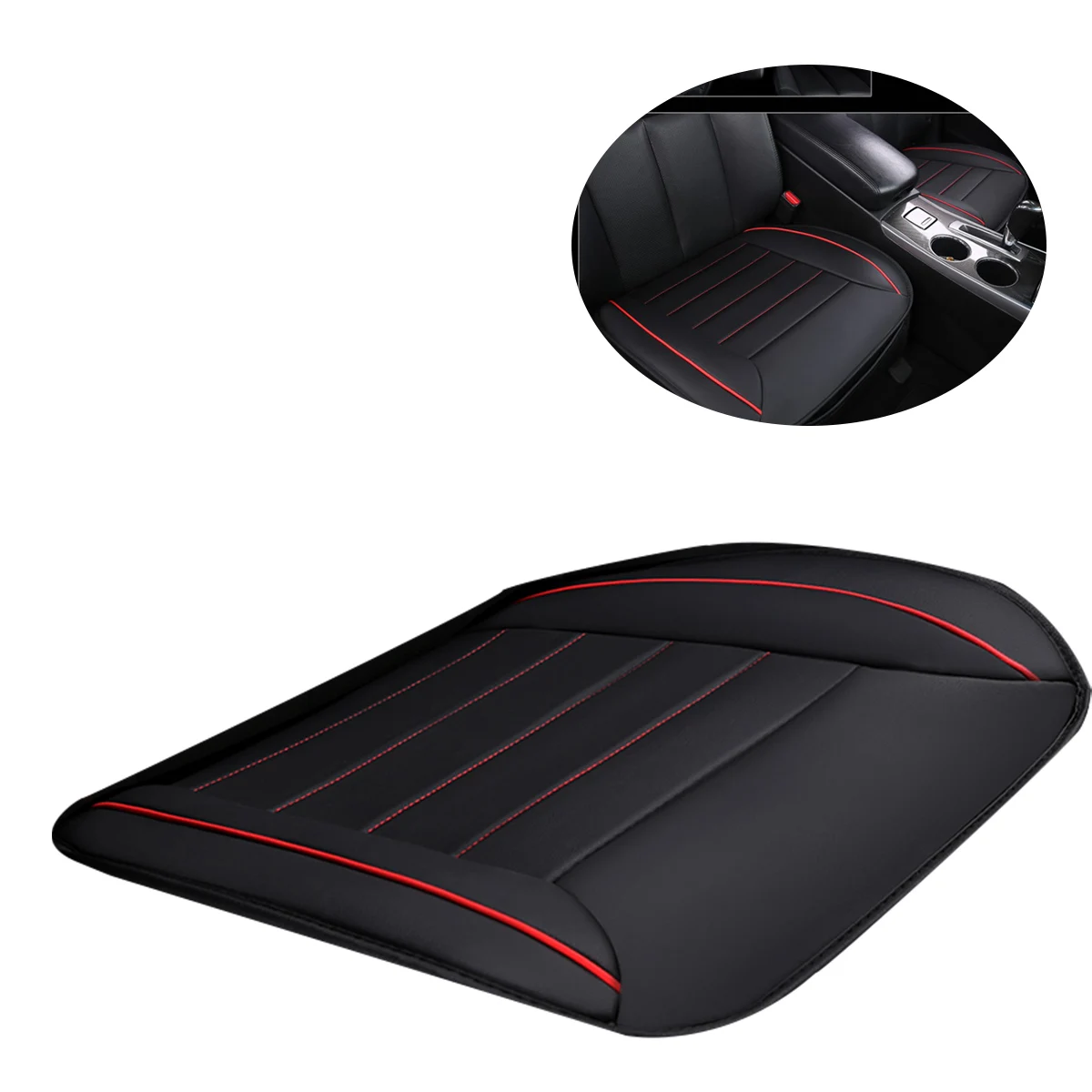 Универсальная кожаная подушка для сиденья автомобиля, коврик с полным покрытием для переднего авто сиденья, коврик для защиты(черный