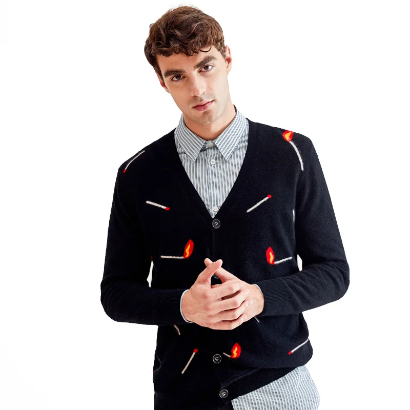 

ZHILI Men's Spring Autumn Cardigan Cashmere Sweater