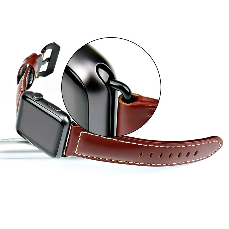 MAIKES new design vintage genuine cow leather watchbands watch accessory bracelet for apple watch band 42mm 38mm series 1 & 2