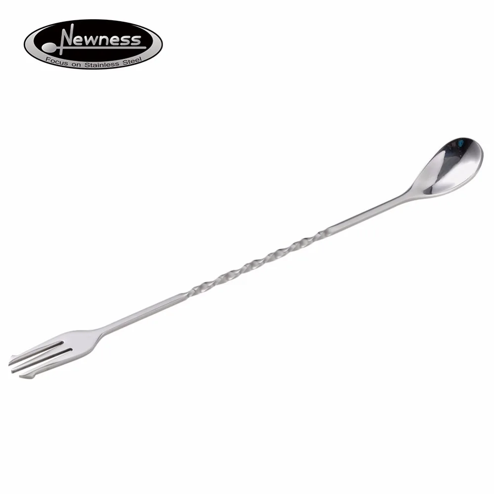 Newness Stainless Steel Mixing Spoon with Fork, Bar cooler vinho