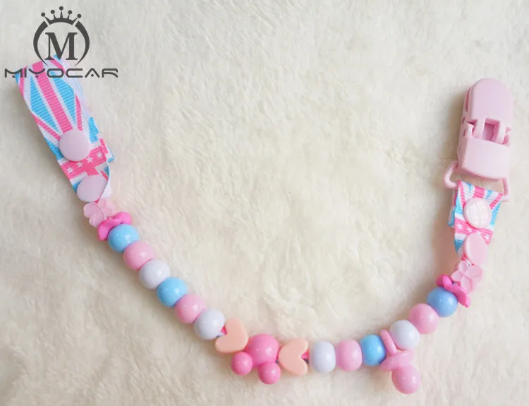 MIYOCAR Beautiful safe colorful funny beads hand made pacifier clips