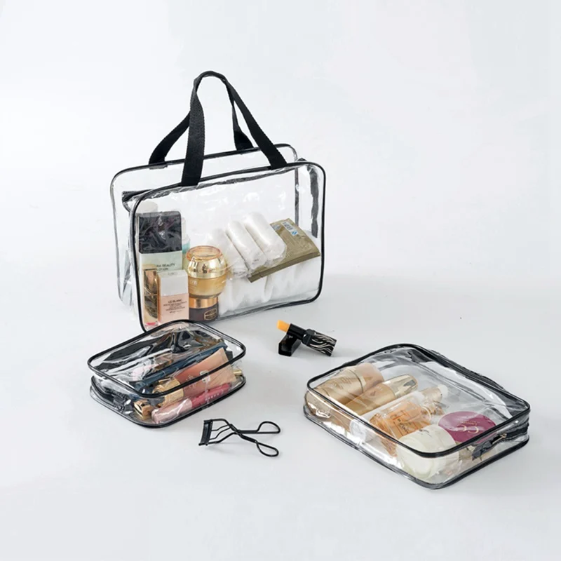 شفافة واضحة السفر التجميل أكياس PVC الجلود سستة حقائب مكياج المنظم الجمال حالة حقيبة مستحضرات تجميل حمام غسل حافظة للمكياج