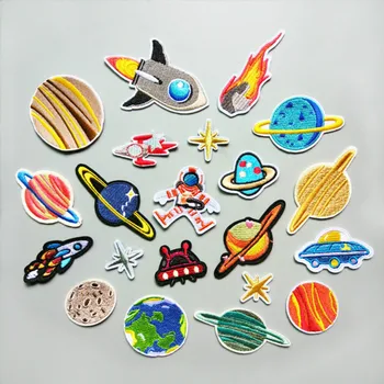 

100 pcs/lot Most Free Shipping Embroidery Patches Cosmonauts Astronauts Earth Art DIY Decorative Sewing Accessories Wholesale