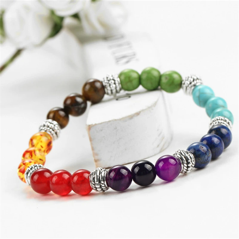 Женский модный разноцветный браслет из смешанных камней в народном стиле бусы