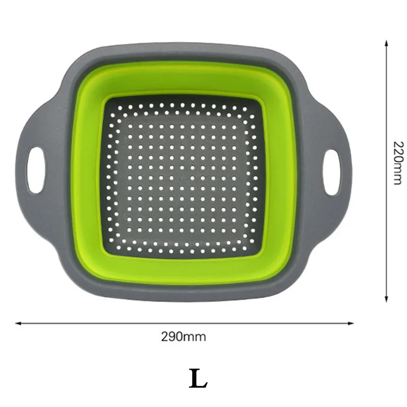 Складная корзина для мытья фруктов и овощей, ситечко, портативный силиконовый дуршлаг, складной Слив с ручкой, кухонный инструмент