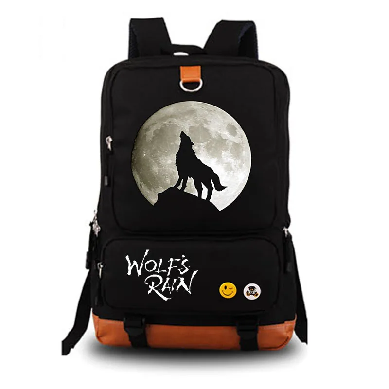 WOLF'S RAIN школьная сумка Kiba рюкзак студенческий школьный рюкзак ноутбук рюкзак повседневный рюкзак для отдыха - Цвет: style1 black