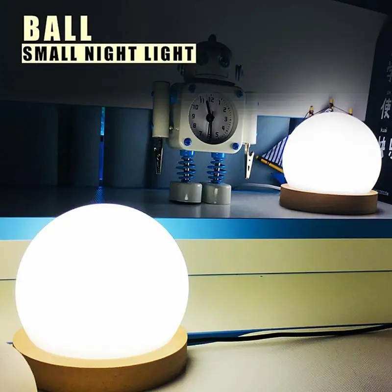 Креативная светодиодная круглая лампа деревянная основа USB Диммируемый ночной декоративный светильник