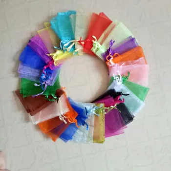 

Hot Sale 200pcs 11cmx16cm drawstring pouch Wedding Christmas party Gift Bag organza drawstrings jewelry Packaging Bag Yarn bags
