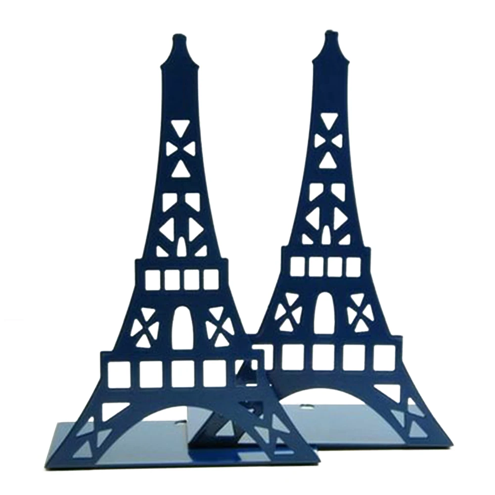 cheap 1Pair Office Stationery Desk Holder Bookend Decorations Gift Metal Fashion Stand Organizer Home Eiffel Tower Large Bookshelf