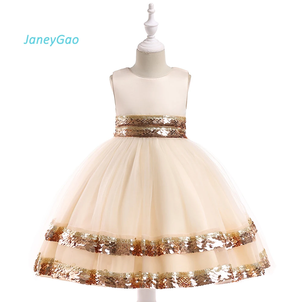 JaneyGao/Платья с цветочным узором для девочек для свадебной вечеринки с блестками, платье для дня рождения, выпускного вечера, платье