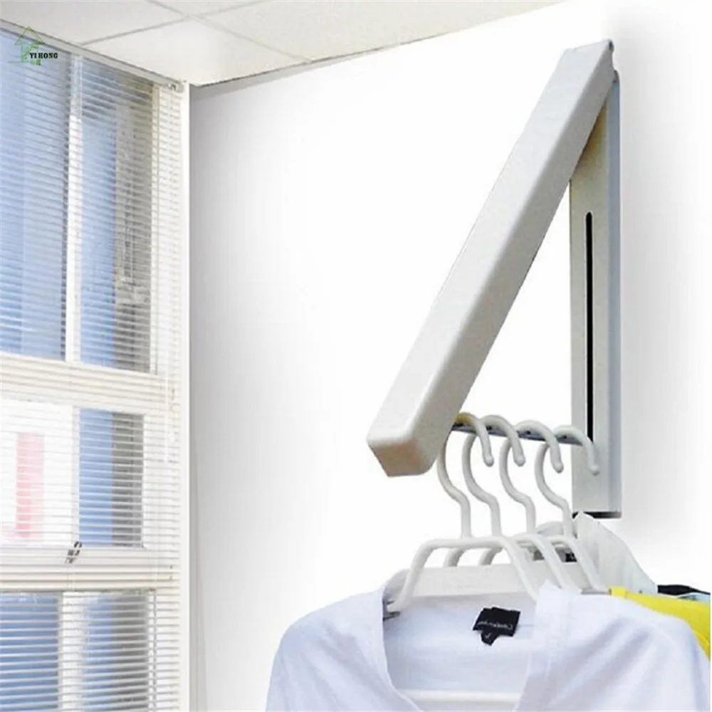 يي هونغ المقاوم للصدأ جدار شماعات تلسكوبي منظمة رف منشفة قابلة للطي الملابس شماعات invisible A1483c
