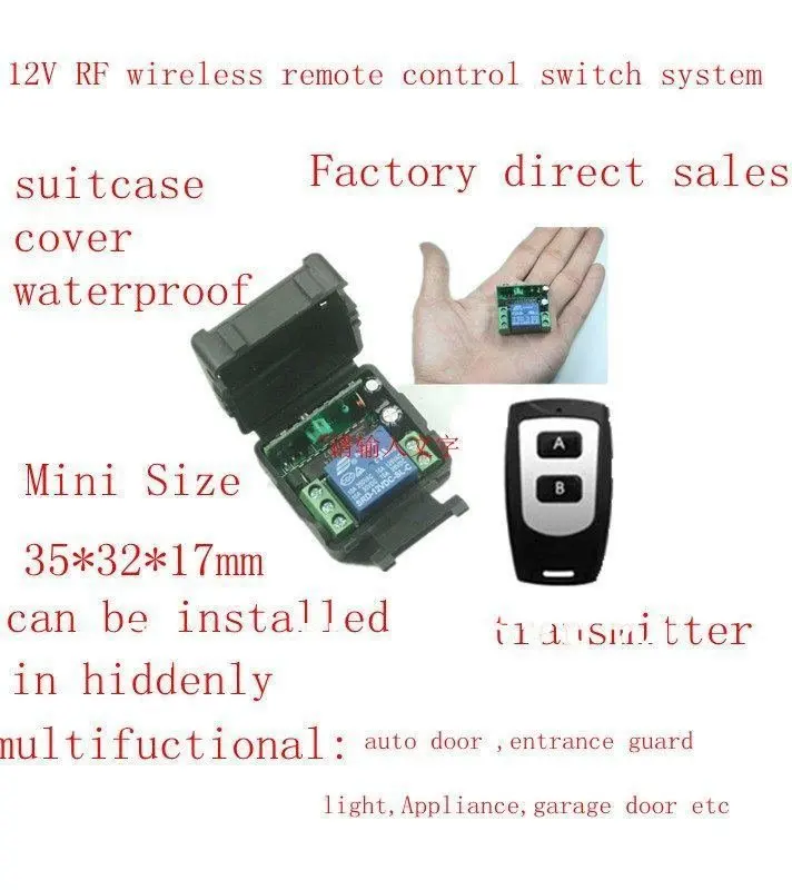 

12V RF wireless remote control switch system( transmitter and receiver )/ 315MHZ/433MHZ with learning button