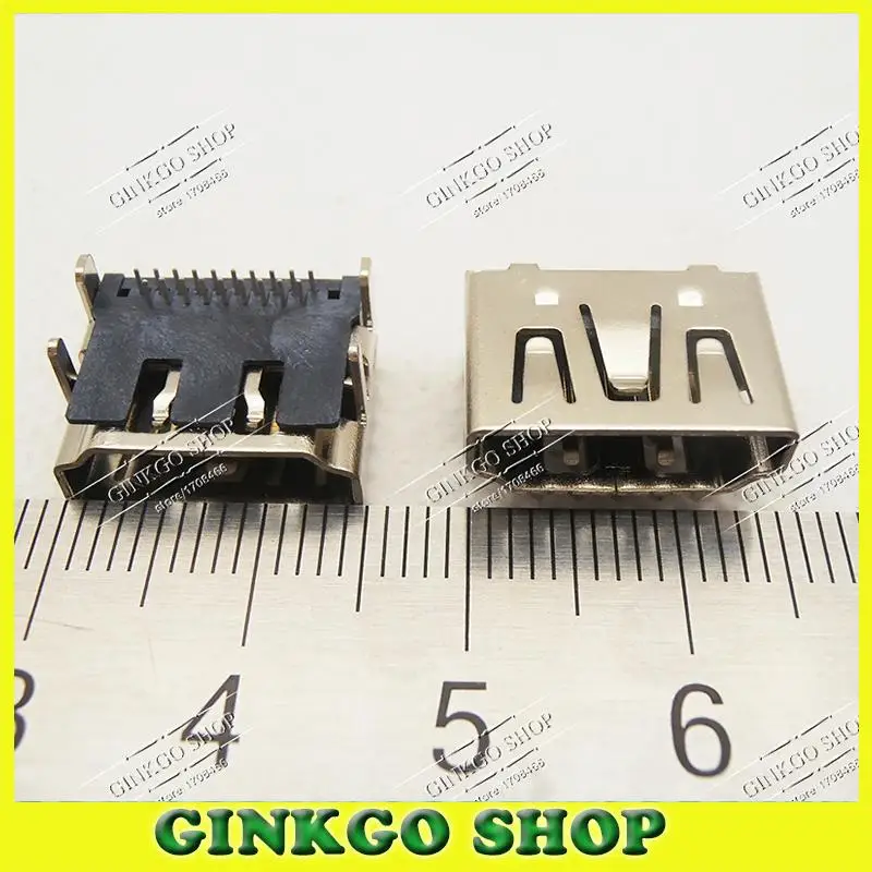 

50pcs/lot Commun use HDMI Jack HDMI Socket Original New HDMI Connector 2 rows 4 DIP 19Pins Free shipping