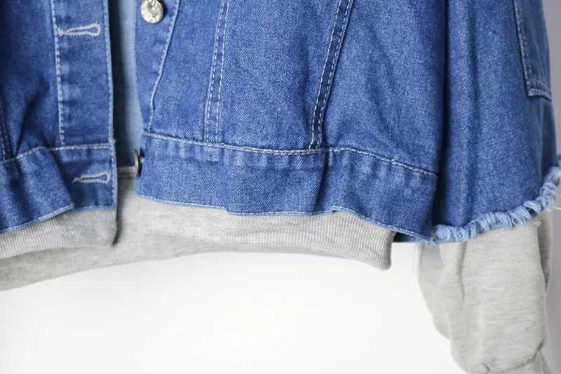 spring Hooded Women Twinset Basic Denim Jacket Long Sleeve Loose Female Jeans Coat loose Vintage Outwear high quality coat 