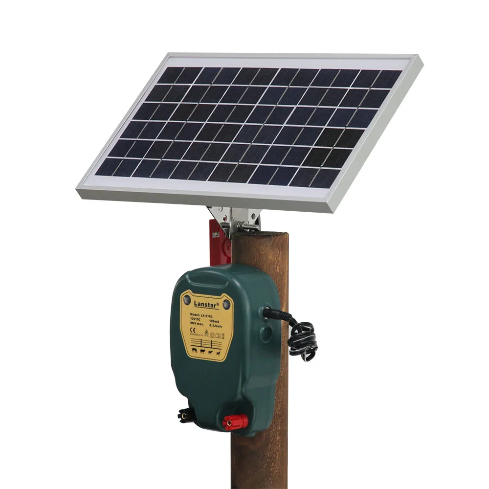 

Solar Powered Kit Electric Fence Energizer Charger High Voltage Pulse Controller Animal Poultry Farm Shepherd