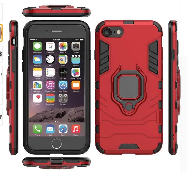 For iPhone 5 6 6S 7 8 Plus X XS MAX XR Case Magnetic Suction Ring Bracket Cases Silicone Rubber Hard Armor Cover |