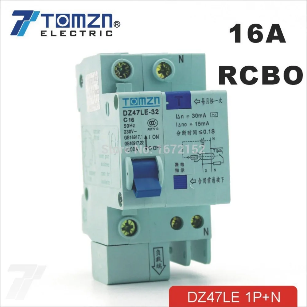 DZ47LE 1P+N 16A C type 230V~ 50HZ//60HZ Residual current Circuit breaker