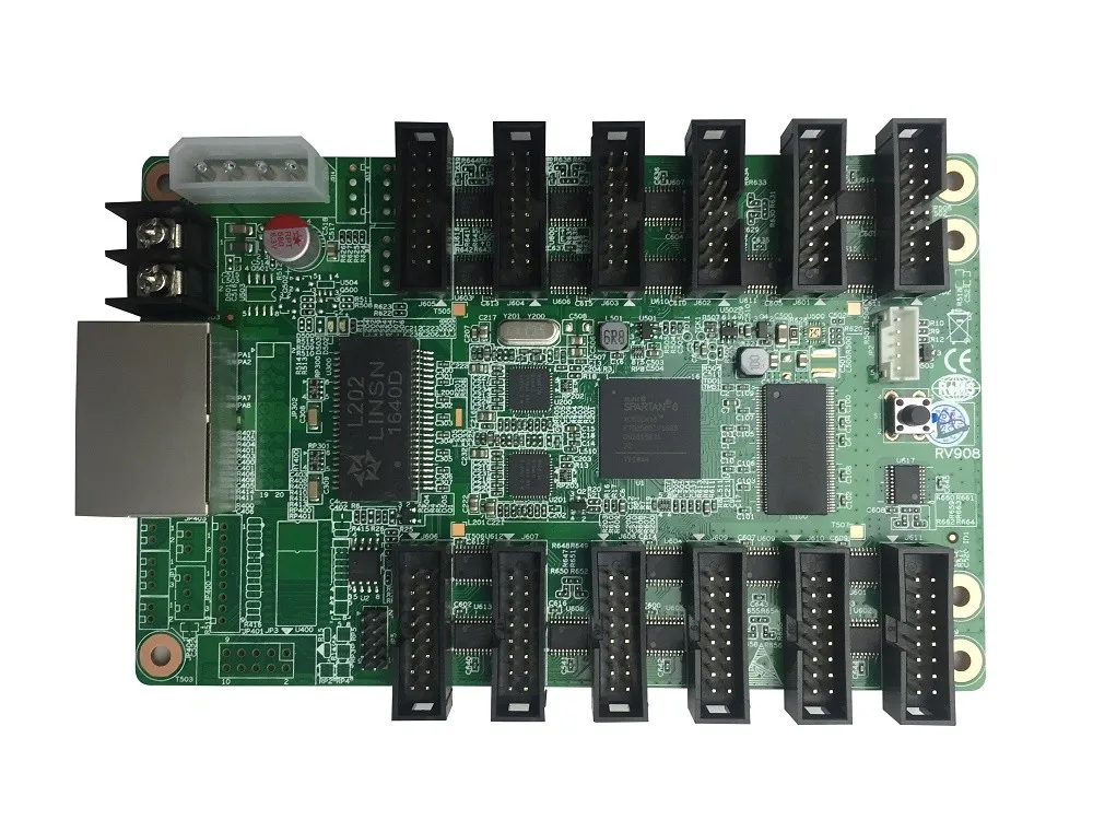 LINSN RV908 полноцветный RGB светодиодный экран плата приема 12 * HUB75 система управления