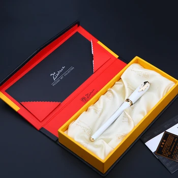 

PICASSO 986 EXECUTIVE WHITE AND GOLDEN ROLLER BALL PEN LEAF FREE SHIPPING