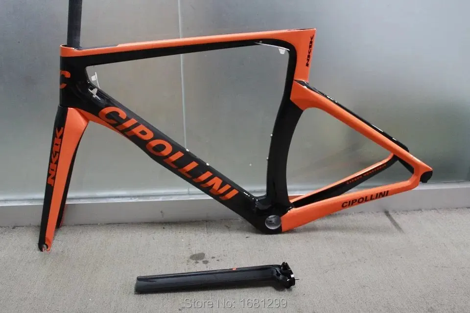 Новейшая оранжевая матовая велосипедная Рама 700C 3K из углеродного волокна, вилка+ подседельный штырь+ зажим+ светильник для гарнитуры, запчасти