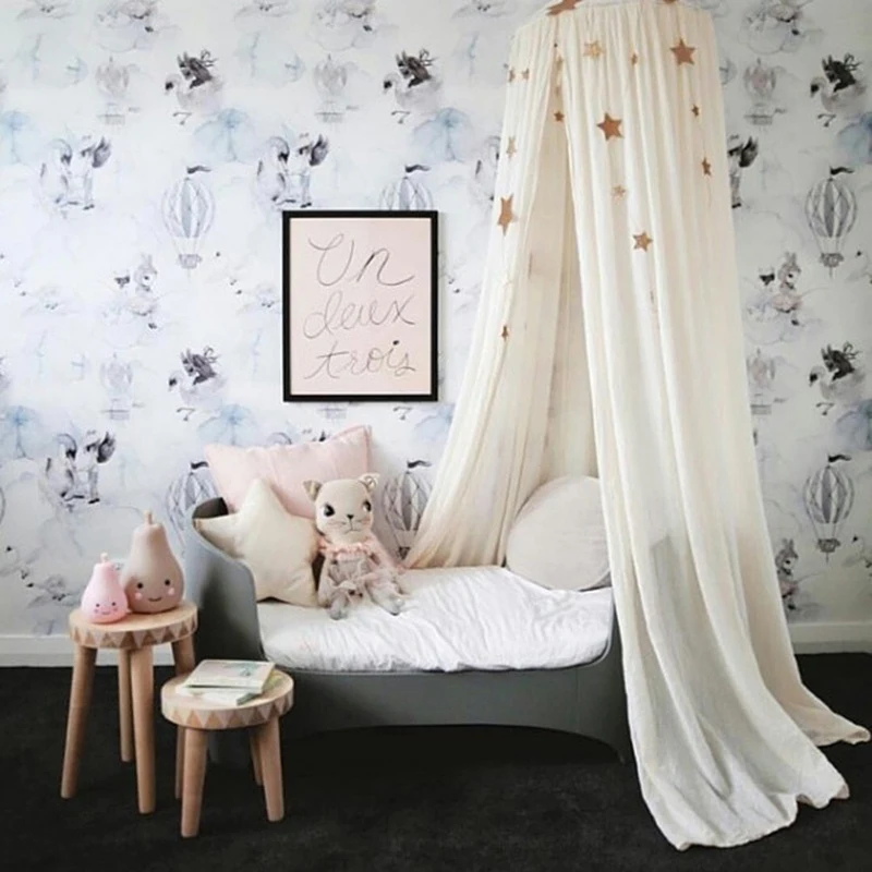 

Hanging Kid Bedding Round Dome Bed Canopy Bedcover Mosquito Net Curtain Home Bed Crib Tent Hung Dome Two Layer of Net Yarn 240CM