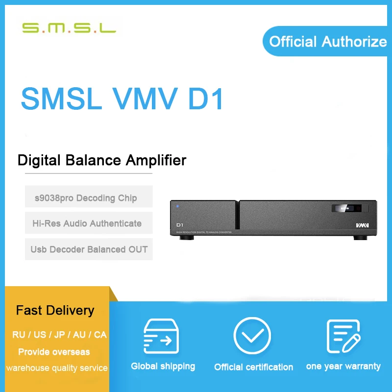 

SMSL VMV D1 usb dac audio amplifier es9038 pro xmos usb hifi music player audio usb decoder dsd digital Balanced decoder amp