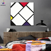 DIY цвета картины по номерам с цветами Mondrian цвет блок плед Картина Рисунок Живопись по номерам в рамке