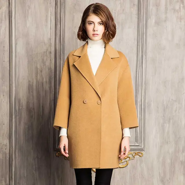 Fur Story Women Double Faced Wool Coat High Quality Long Wool Coat Turn