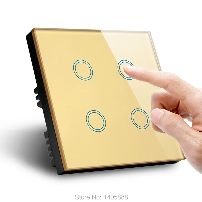 4Gang1Way UK Wall Touch Lighting Switches Control LED lamp Push button