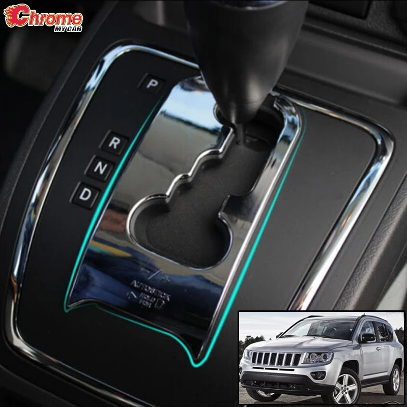 

For Jeep Compass Patriot Gear Shift Panel Chrome Trim Cover 2011 2012 2013 2014 2015 2016 Bezel Car Styling Accessories Sticker