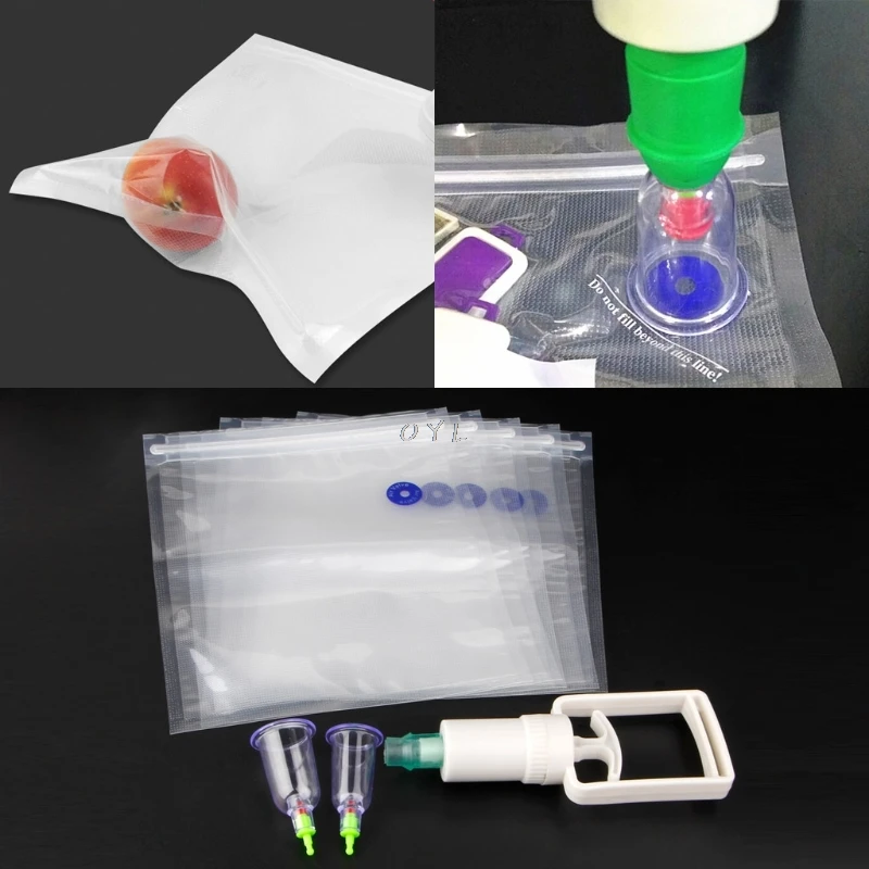 

Vacuum Sealer Vacuum Bags 20*22cm (5 Bags) For Food Storage With Pump Reusable Packages Kitchen Organizer Vacuum Pump