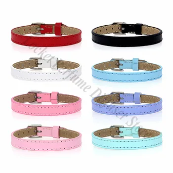10pcs 8mm 10mm Genuine Real Leather Wristband Bracelet Fit 8mm 10mm Slide Charms Slide Letters Women Men Jewelry Making