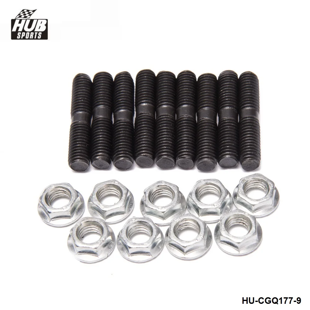 Hubsports  -9 x Turbo Stud & Lock Nut Kit M8x1.25 for Nissan Silivia Garrett Ball Bearing GT28R GT30R HU-CGQ178