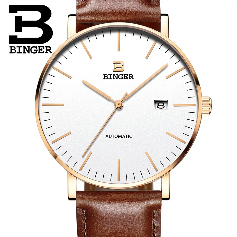 

Switzerland BINGER Watches Men Relogio Masculino Waterproof Automatic Seiko Movement Mechanical Wristwatch White reloj hombre 42