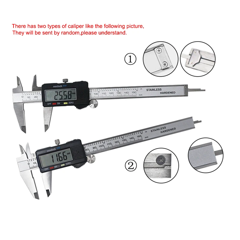 Электронный цифровой штангенциркуль 150 мм из нержавеющей стали, микрометр 6 дюймов, ЖК-измерительная линейка, инструмент с пластиковой коробкой