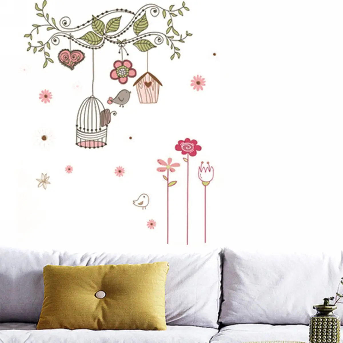 70cm*50mm Removable Tree Birdcage Wall Decals Bedroom Nursery Stickers Art Room Decor DIY