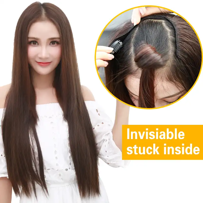 Half Wig Clip In Synthetic U Part 3 4 Long Straight 28 Thick Hair