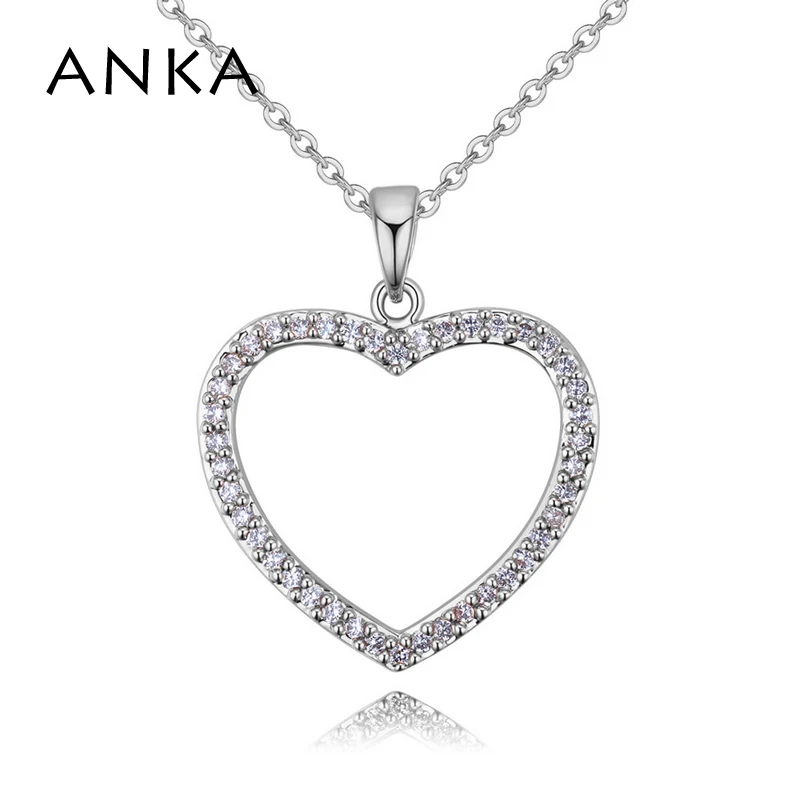 

ANKA 2017 office lady heart shape pendant necklace women's jewelry micro pave AAA cubic zirconia fashion necklace gift #26143