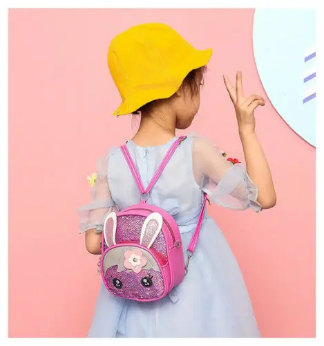 Плюшевый рюкзак для девочек с блестками и кроликом, блестящий рюкзак с кроликом, школьный рюкзак, дорожная сумка через плечо