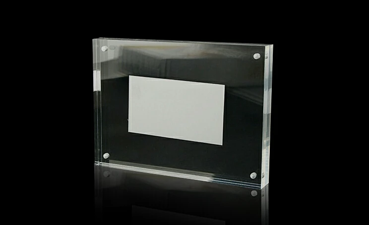 6 inch clear magnetic acrylic block, card / poster display sign, perspex display stand holder upright