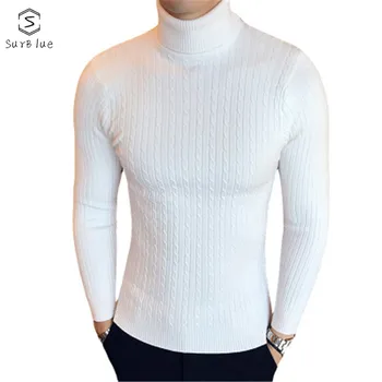 

Fashion Trend Long-sleeved High Collar Slim Casual Solid Color Sweater Men's Pullover Sweater 2018 New Promotion Hot Sale