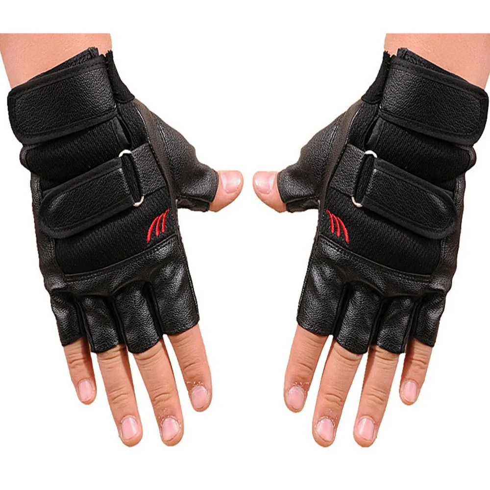 Модные мягкие перчатки из искусственной кожи, мужские Регулируемые перчатки на пол пальца, мотоциклетные повседневные крутые варежки на пол пальца, Guantes# L