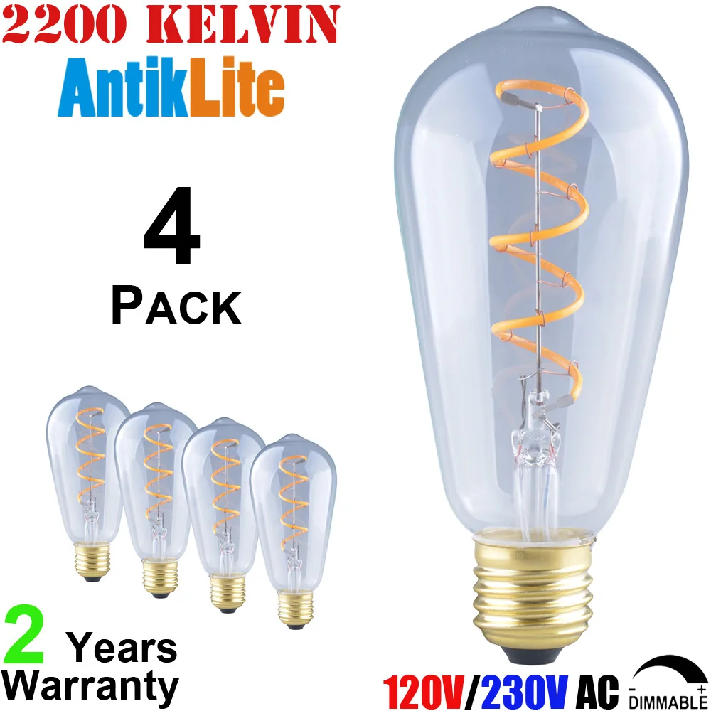 

E27 Antique Edison Style ST21 Replica Teardrop Shaped Light Bulb 20W Equal ST64/ST58 Curved LED Flexible Filament Bulb 4W 220V