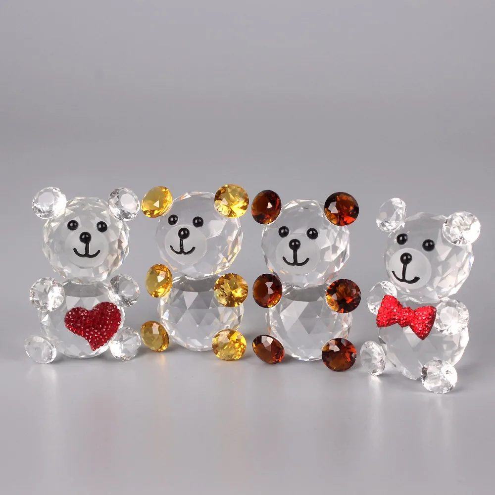 

Quartz K9 Crystal Cute Bear Figurine Miniatures Glass Decorative Animal Paperweight For House Ornaments Home Decor Kids Gifts