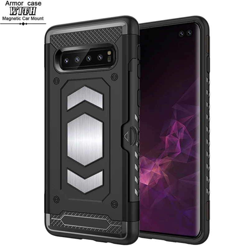 

For Samsung Galaxy S10 Plus Case Shockproof Armor Hybrid Car Magnetic Suction Bracket Cases For Samsung S10E S10 E Lite Cover
