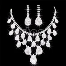 Женские Свадебные Кристаллы Стразы ожерелье серьги Ювелирные наборы