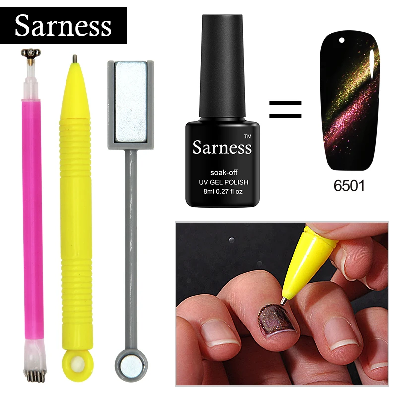 Sarness 3D Cat Eye Gel Nail Polish Magnetic Board Tools DIY UV Nails Magnet Stick LED Lacquer Manicure Pedicure Art | Красота и